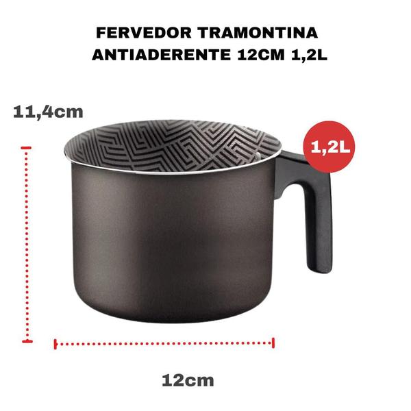 Imagem de Leiteira Fervedor Caneco Tramontina Paris Antiaderente Vermelho 12cm 1,2 Litros