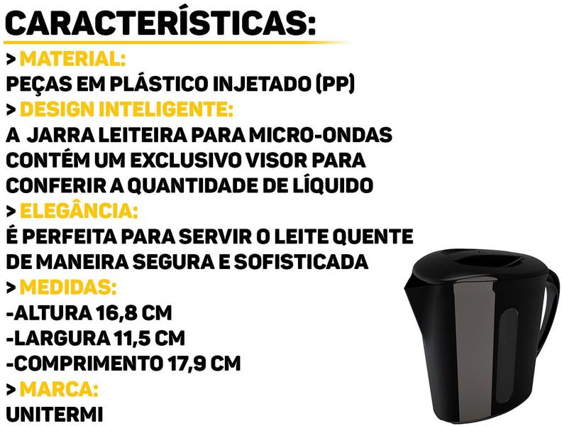 Imagem de Leiteira Jarra Plástica Para Micro-ondas Leite Suco Água Com Tampa E Alça 1 Litro Unitermi