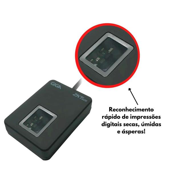 Imagem de Leitor Cadastrador Biométrico impressão digital Usb 2.0 RAW, BMP e JPG  Giga GS0403