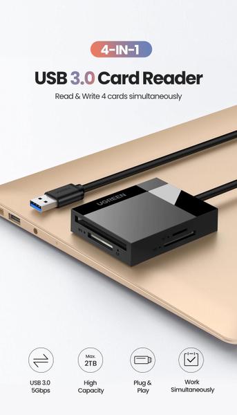 Imagem de Leitor Cartão 4x1 Ugreen Usb 3.0 Microsd Cf Sd Tf Ms 5gbps