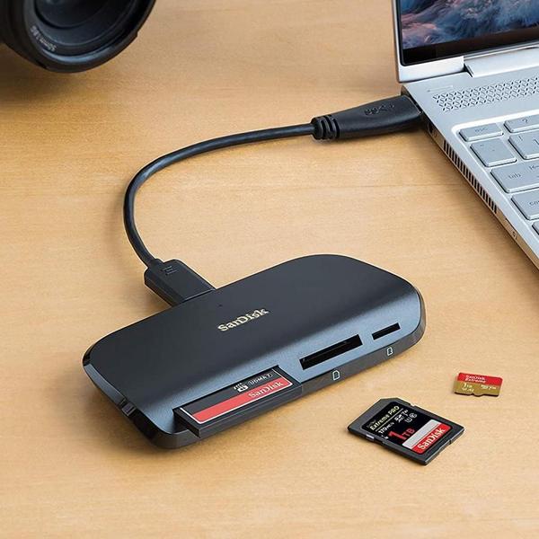 Imagem de Leitor Cartão Memória Sandisk 3 Em 1 Usb C Multicartão Preto