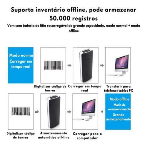 Imagem de Leitor Código De Barras Portátil 2D C/Bluetooth Usb Sem Fio