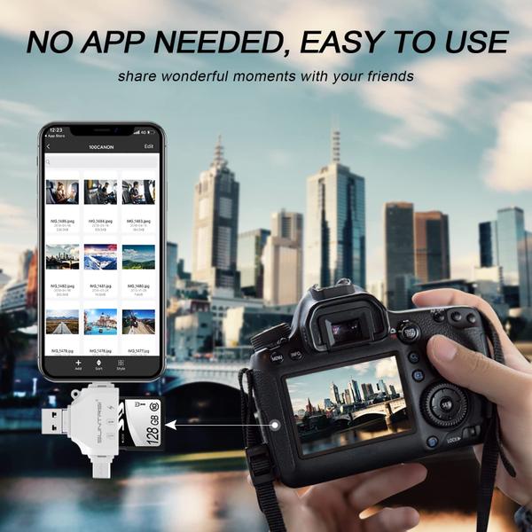 Imagem de Leitor de cartão de memória SUNTRSI 4 em 1 para iPhone/iPad/Android/PC