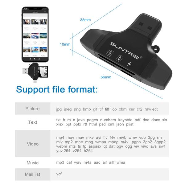 Imagem de Leitor de cartão SD SUNTRSI 4 em 1 para iPhone, iPad, Android, Mac, PC