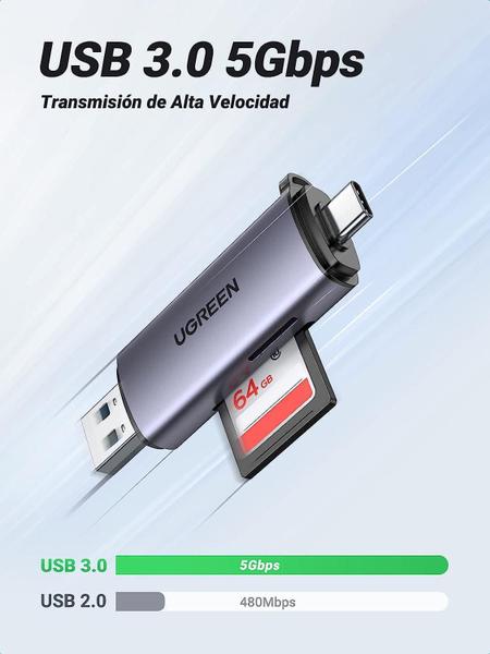 Imagem de Leitor De Cartão Ugreen 2 Em 1 Usb Tipo C 3.0 Micro Sd Tf