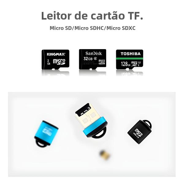 Imagem de Leitor de Cartão USB 2.0 Micro SD/TF de Alta Velocidade - Adaptador Mini