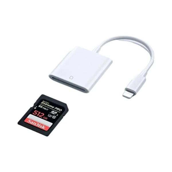 Imagem de Leitor de Cartão USB OTG 4 em 1 para iPhone 14/13/12 - Adaptador para Cartões SD e TF