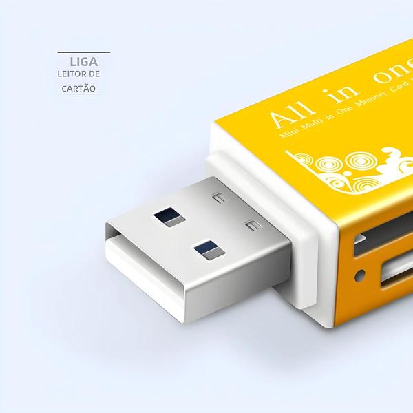 Imagem de Leitor de Cartões 4 em 1 USB 2.0 - Micro SD, TF, M2, MS, Pro Duo, MMC, SDHC e DV