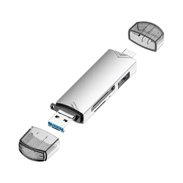 Imagem de Leitor de Cartões 6 em 1 Tipo C - USB 3.0, Micro SD e TF