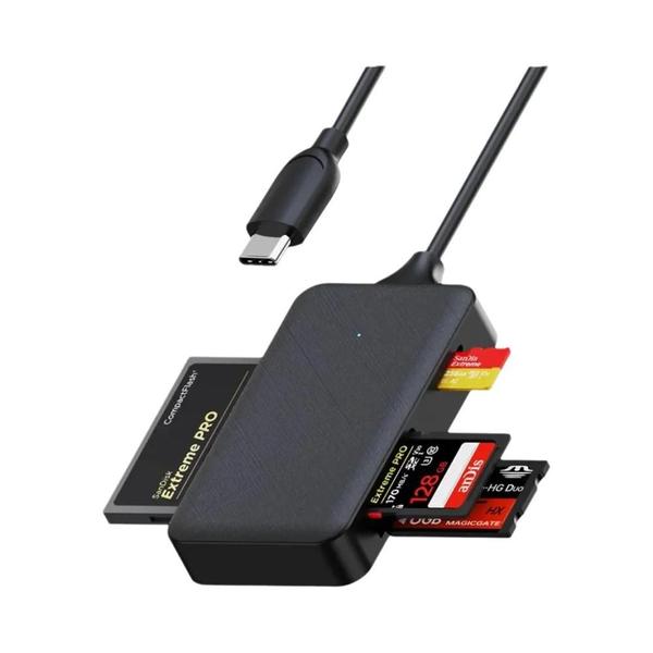 Imagem de Leitor de Cartões de Memória USB Tipo-C 4 em 1 (CF, SD, TF, Micro SD) - USB 2.0