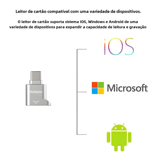 Imagem de Leitor de Cartões Micro SD e TF USB-C para Lenovo - com Adaptador