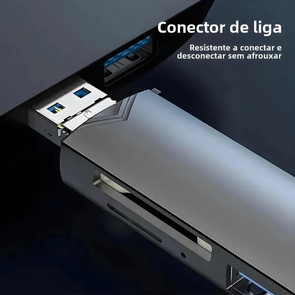 Imagem de Leitor de Cartões Multifuncional 6 em 1 JASTER - USB 3.0, Type-C e TF