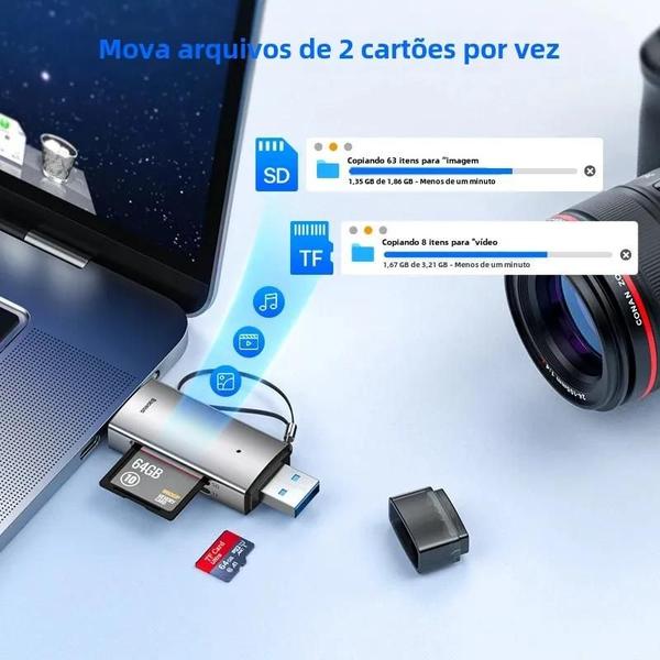 Imagem de Leitor de Cartões USB-C 3.0 Baseus - 2TB para SD, Micro SD e TF - Compatível com Laptop