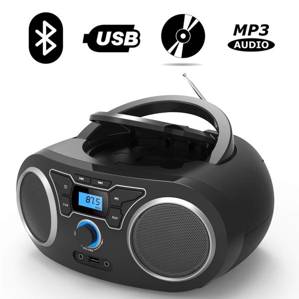 Imagem de Leitor de CD de rádio portátil Boombox com Bluetooth e rádio FM