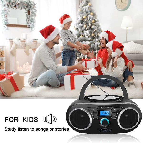 Imagem de Leitor de CD de rádio portátil Boombox com Bluetooth e rádio FM