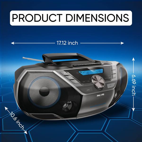 Imagem de Leitor de CD portátil Bluetooth com cassete Philips Boombox