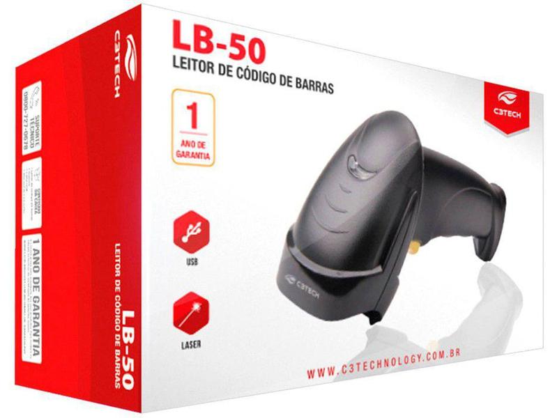 Imagem de Leitor de Código de Barra Manual Cabo USB C3TECH - LB-50BK