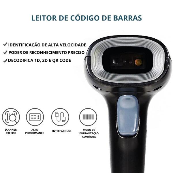 Imagem de Leitor de Código de Barras 1d e 2d Com Fio USB