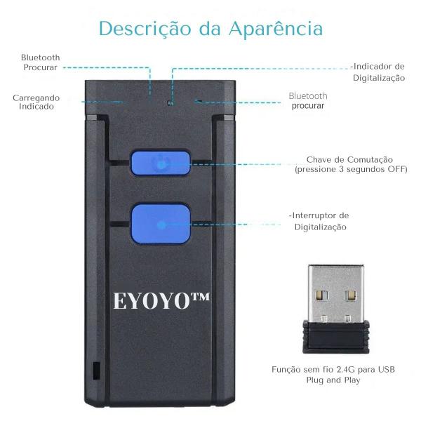 Imagem de Leitor De Código De Barras 1D Portátil USB Scanner