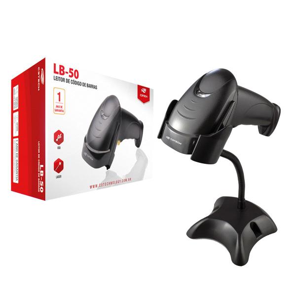 Imagem de Leitor de Código de Barras C3Tech LB-50BK, USB, Ergonômico, C/ Suporte