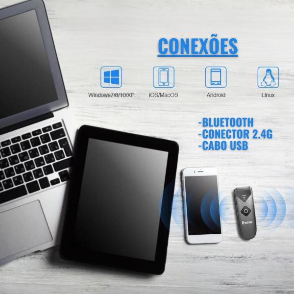 Leitor de código de barras Eyoyo USB 2D preto QR de Biolso - Eyoyo Leitor de Codigos barra bluetooth Imagem de Leitor de código de barras Eyoyo USB 2D preto QR de Biolso