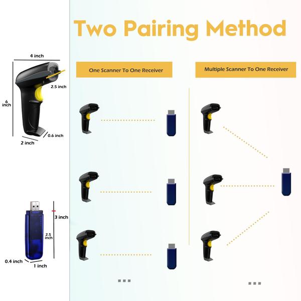 Imagem de Leitor de código de barras NADAMOO sem fio a 100m de distância 1D a laser USB