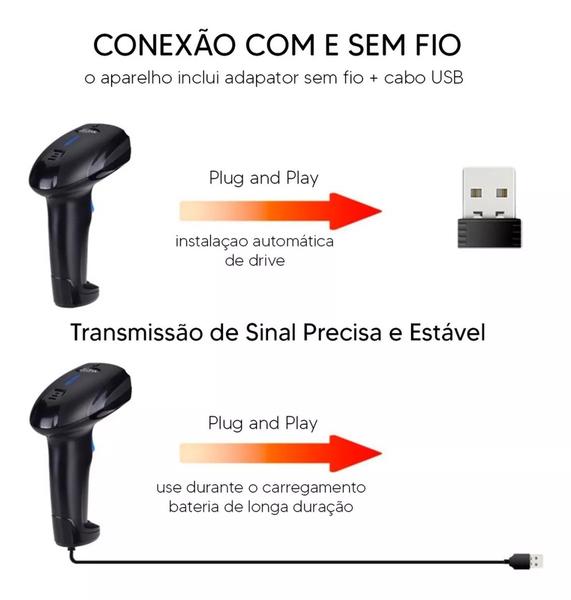 Imagem de Leitor De Código De Barras Sem Fio Exbom LCB S600a Para Produtos - Boletos - Danfes 