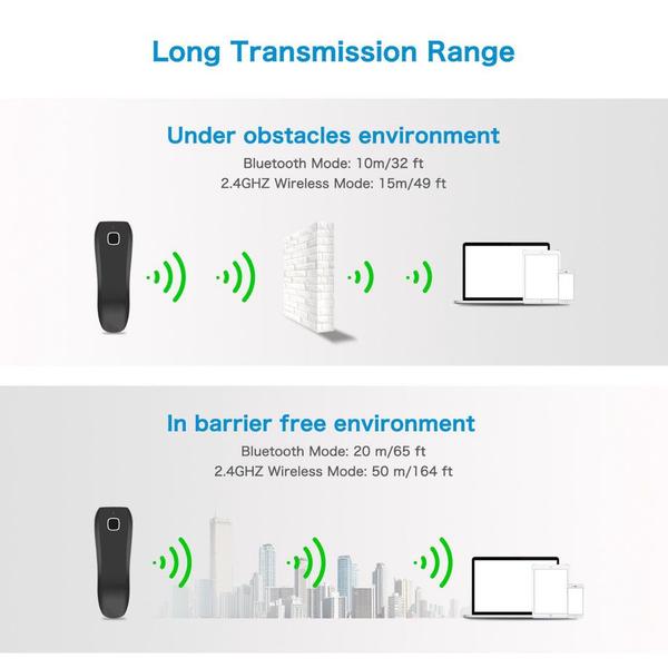 Imagem de Leitor De Código De Barras Sem Fio Portátil QR Bluetooth USB