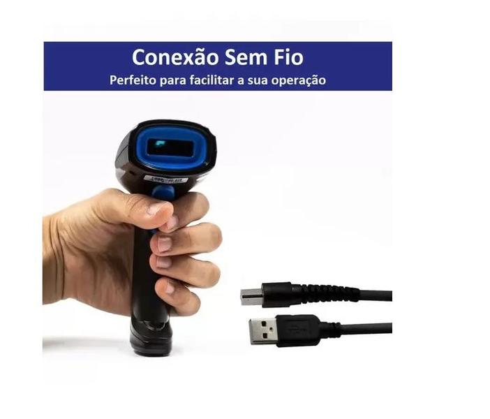 Imagem de Leitor De Código De Barras Sem Fio Usb Preto Ean Pdv Wireles