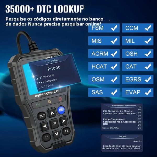 Leitor De Código Obd2 Multilíngue Scanner Ym519 Ms309 Ferramentas
