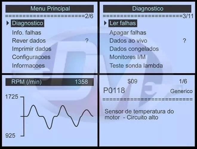 Imagem de Leitor De Dados Scanner Postuguês Obdii- Dm290P