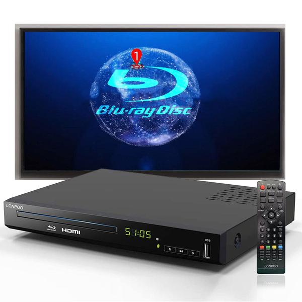 Imagem de Leitor de DVD Blu-ray LONPOO Full HD 1080P com saída HDMI