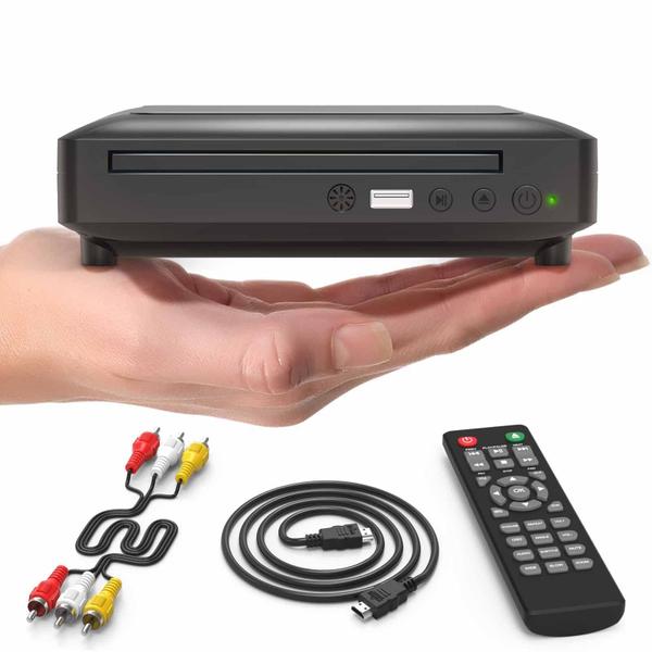 Leitor de DVD Leitor de DVD Ceihoit Mini HD com cabo HDMI e RCA Imagem de Leitor de DVD Leitor de DVD Ceihoit Mini HD com cabo HDMI e RCA