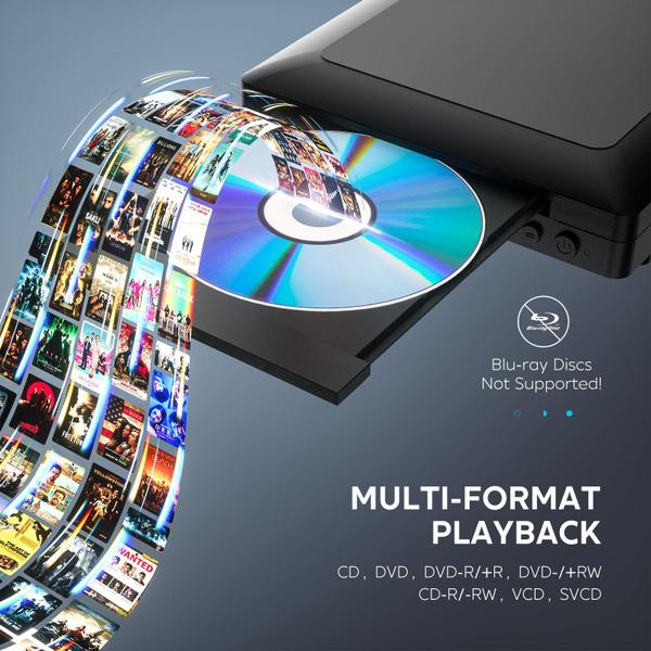 Leitor de DVD Leitor de DVD Ceihoit Mini HD com cabo HDMI e RCA Imagem de Leitor de DVD Leitor de DVD Ceihoit Mini HD com cabo HDMI e RCA