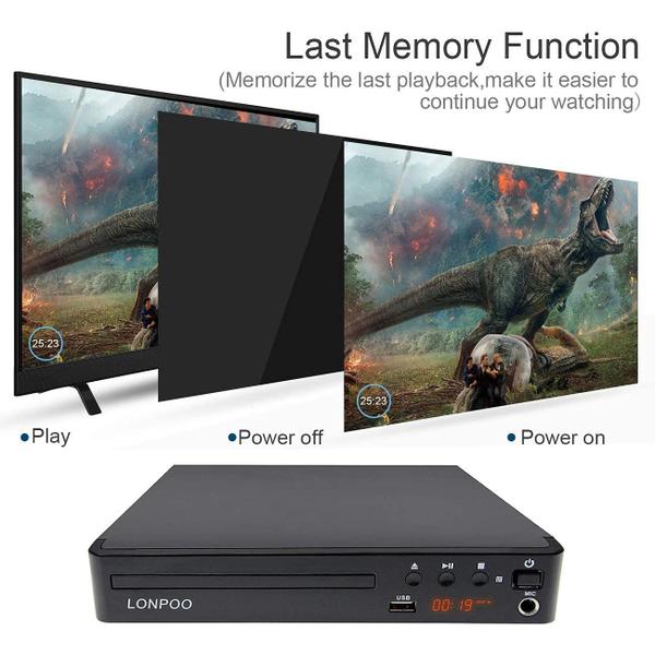 Imagem de Leitor de DVD LONPOO LP-099 Multi Região HDMI USB Preto