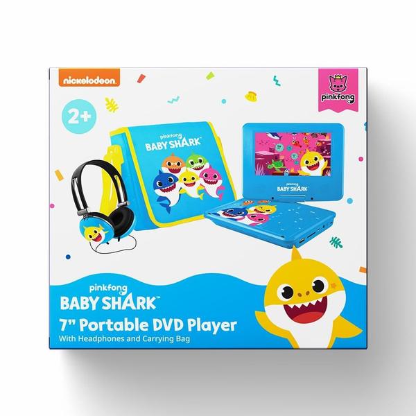 Imagem de Leitor de DVD portátil DP Audio Baby Shark 7 com fones de ouvido