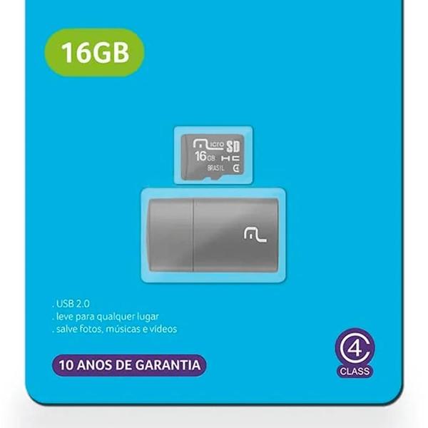 Imagem de Leitor USB Cartão De Memória Classe 4 16GB Multilaser MC