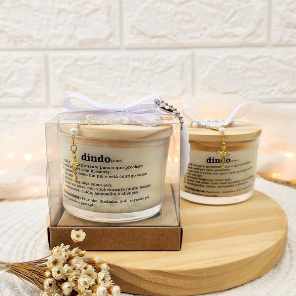 Imagem de lembrança batizado padrinhos VELA AROMATICA 100G CAIXA LAÇO