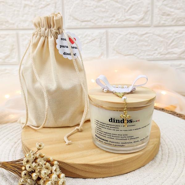 Imagem de lembrança batizado padrinhos VELA AROMATICA 100G SAC ALGO TL