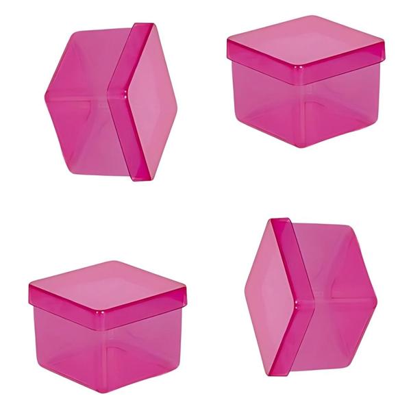 Imagem de Lembrancinha Caixa Acrilica 5x5cm Rosa Transparente 12 Un