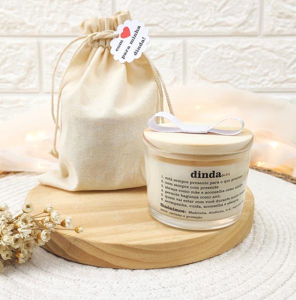 Lembrancinha de batizado para padrinhos vela aromática 100g saco algodão - BIA ART'S LEMBRANCINHAS Imagem de Lembrancinha de batizado para padrinhos vela aromática 100g saco algodão