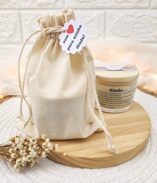 Lembrancinha de batizado para padrinhos vela aromática 100g saco algodão - BIA ART'S LEMBRANCINHAS Imagem de Lembrancinha de batizado para padrinhos vela aromática 100g saco algodão