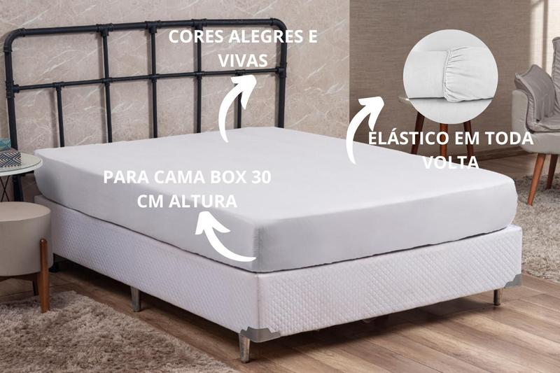 Imagem de Lenço Casal King Size Avulso Liso Com Elástico Linha BASIC 01 Peça Cama Box Microfibra Cores Vivas