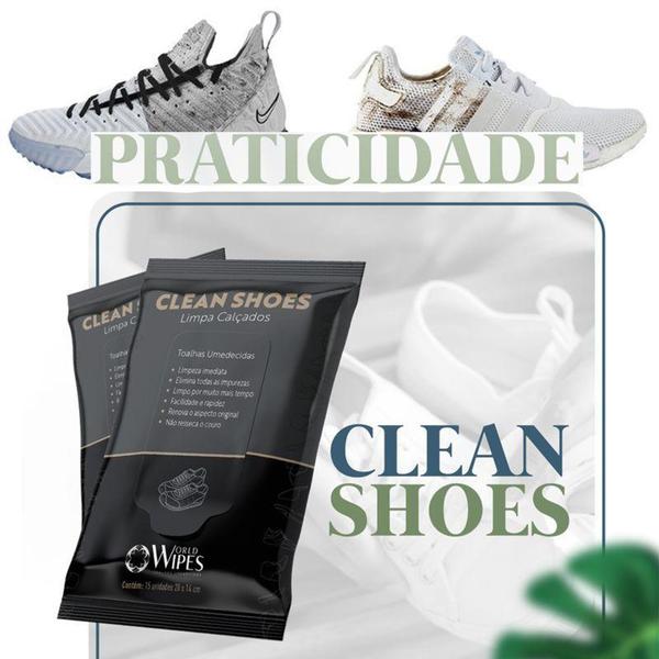 Imagem de Lenço Toalha Umedecida Limpa Tênis/Calçados  Clean Shoes World Wipes  15 Unidades