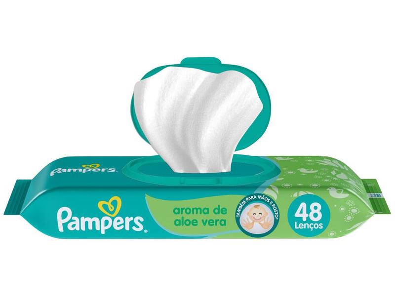 Lenço Umedecido Pampers Aroma de Aloe Vera - 48 Unidades Lenço Umedecido Pampers Aroma de Aloe Vera - 48 Unidades