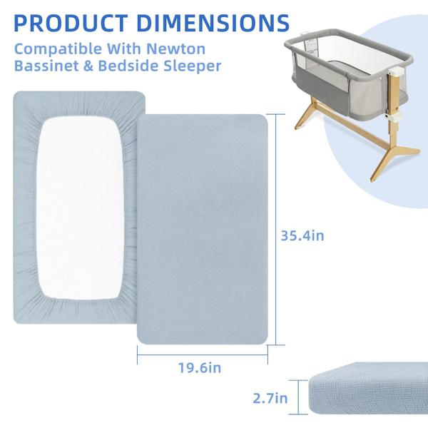 Imagem de Lençóis com elástico, pacote com 2 unidades, 100% algodão orgânico, para berço Newton