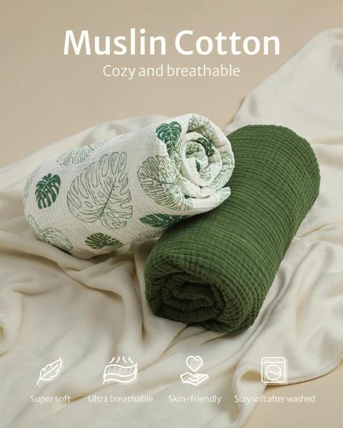 Imagem de Lençóis de berço Blissful Diary Muslin Cotton, pacote com 2 para meninas e meninos