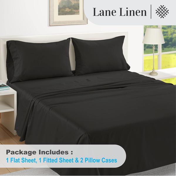 Imagem de Lençóis de cama LANE LINEN 100% algodão egípcio 1000TC totalmente pretos