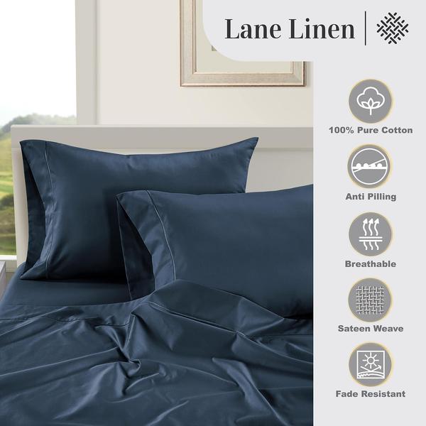 Imagem de Lençóis de cama LANE LINEN 100% algodão egípcio 1000TC Twin Set