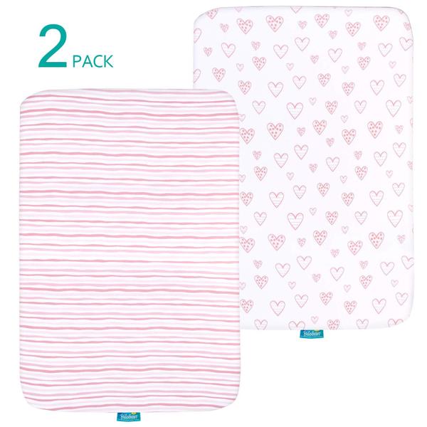 Lençóis Pack and Play Biloban Fited, pacote com 2 unidades, 100% algodão Imagem de Lençóis Pack and Play Biloban Fited, pacote com 2 unidades, 100% algodão